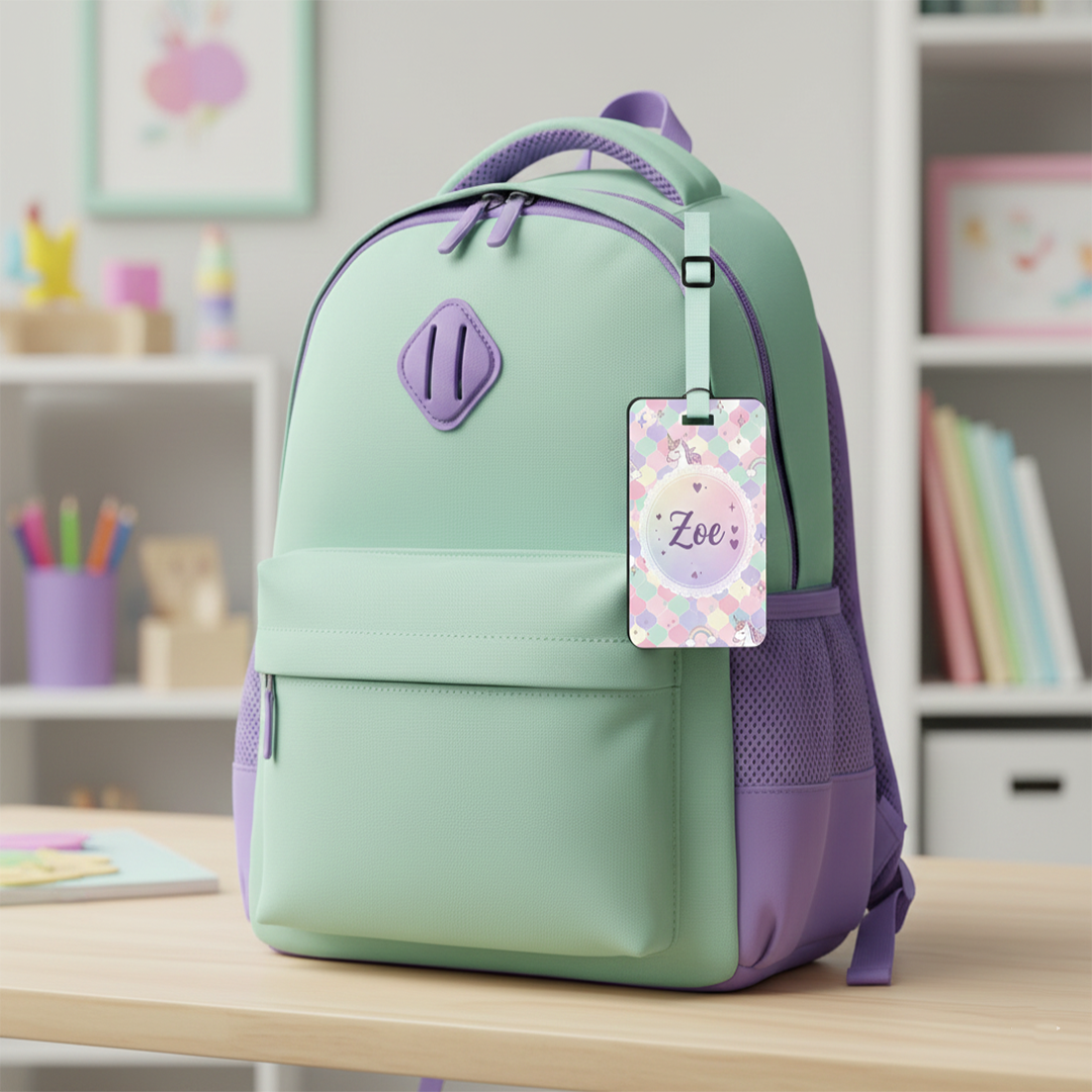 Custom Kids Luggage Tag – Personalized Name Tag, Double-Sided, Photo Option for Backpacks & Travel