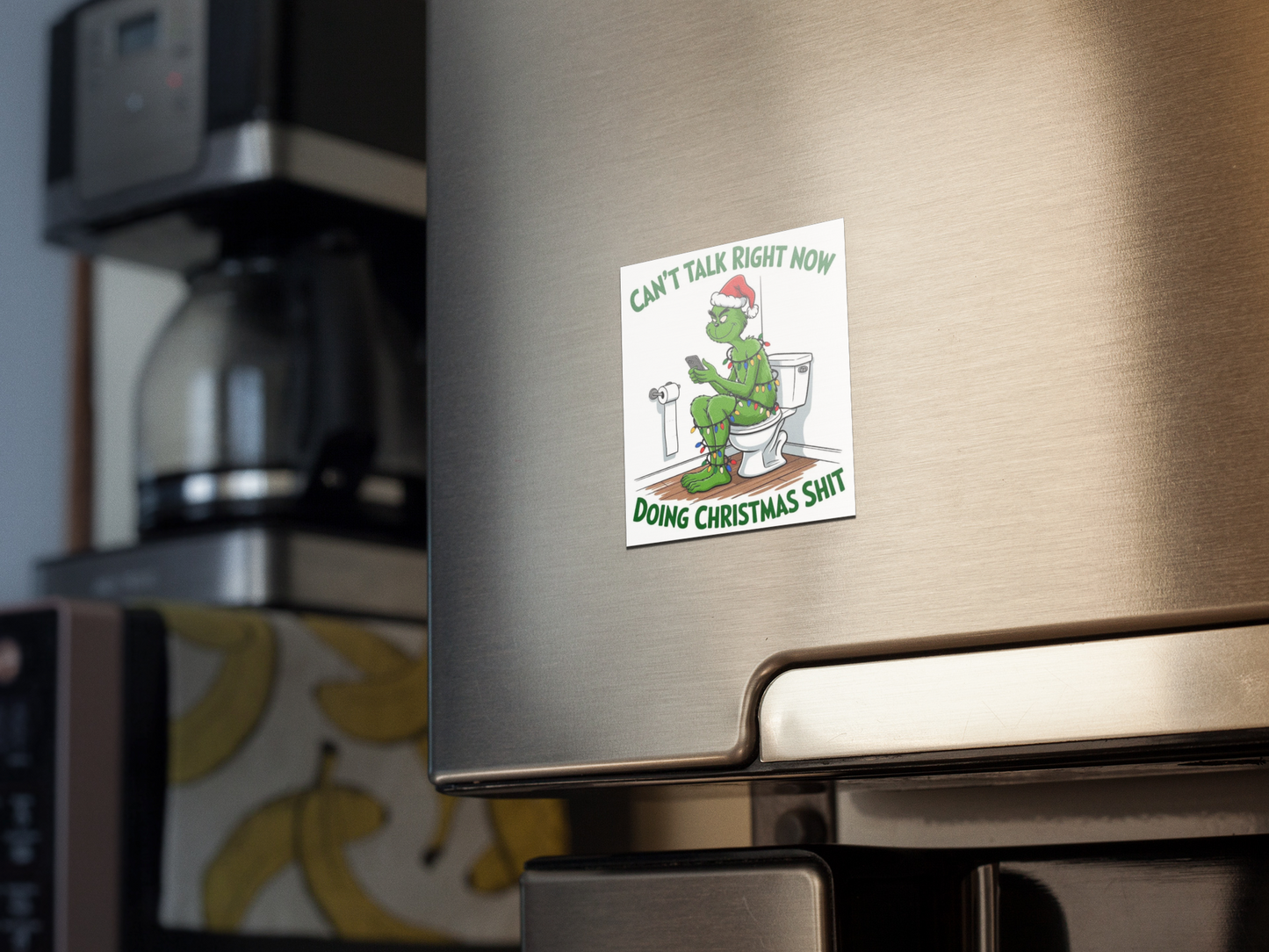 Funny Grinch-Inspired Holiday Magnet – Hilarious Christmas Fridge Decor