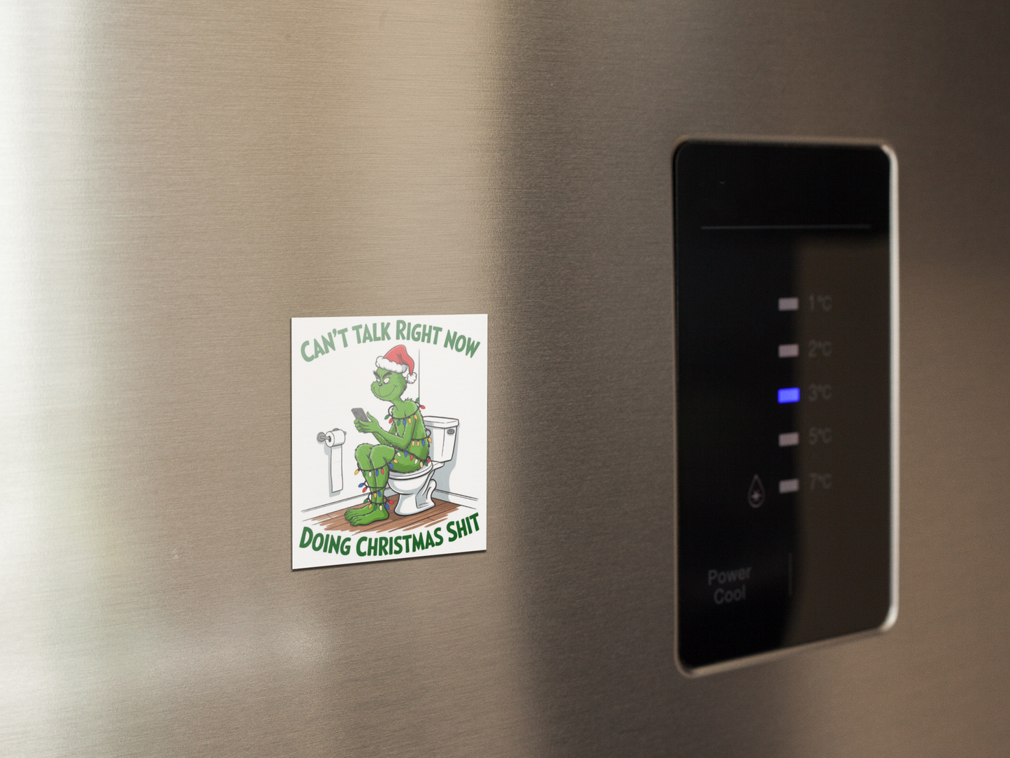 Funny Grinch-Inspired Holiday Magnet – Hilarious Christmas Fridge Decor